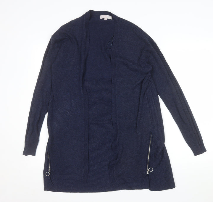 Red Herring Womens Navy Longline Cardigan Size 10 Open Front Zip Detail