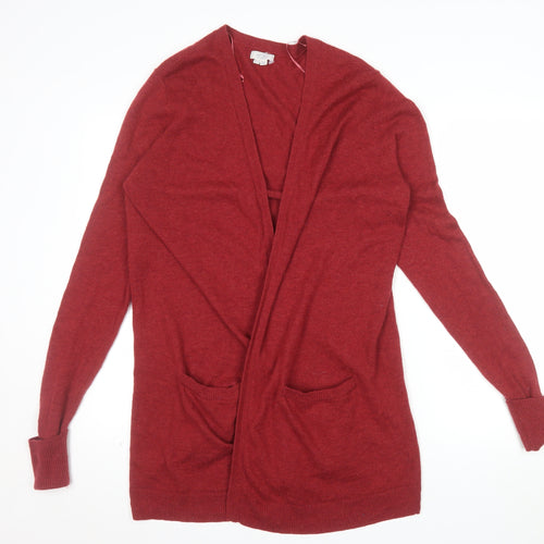 Fat Face Women Red Wool Cashmere Blend Long Sleeve Open Cardigan Size 16