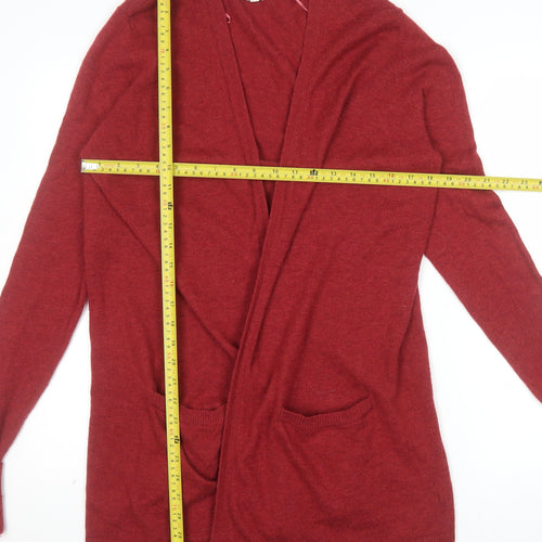 Fat Face Women Red Wool Cashmere Blend Long Sleeve Open Cardigan Size 16