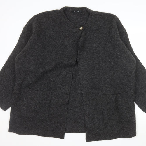 F&F Women's Grey L Long Sleeve Chunky Knit Cardigan