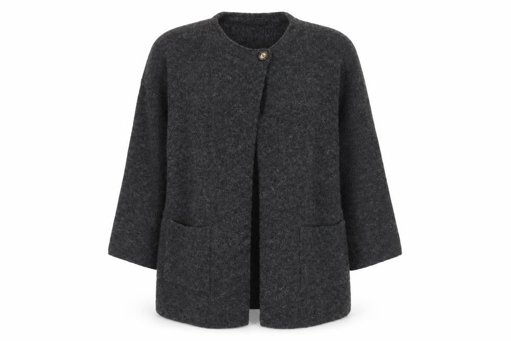 F&F Women's Grey L Long Sleeve Chunky Knit Cardigan