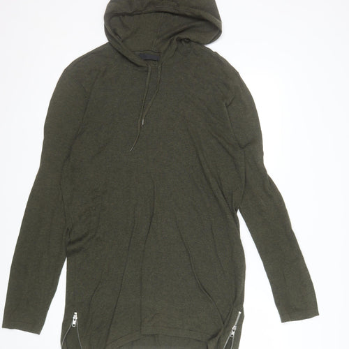 ASOS Men's Green Cotton Hooded Pullover Jumper Size M