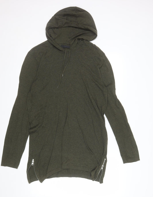 ASOS Men's Green Cotton Hooded Pullover Jumper Size M
