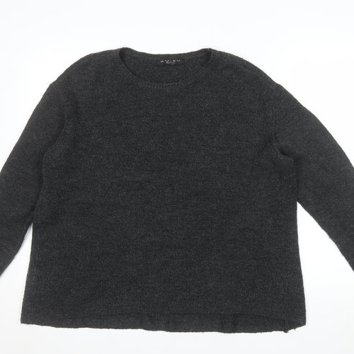Amisu Women Grey Knit Pullover Jumper Size S Crew Neck Long Sleeve