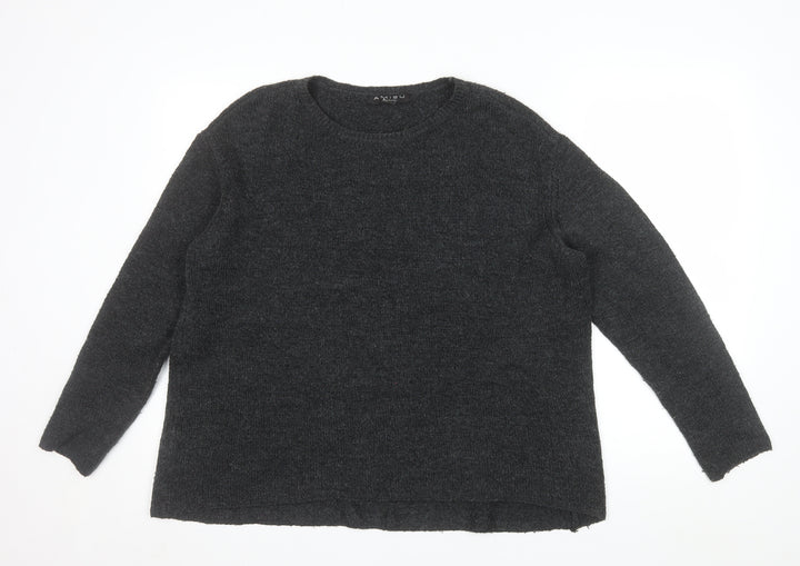 Amisu Women Grey Knit Pullover Jumper Size S Crew Neck Long Sleeve
