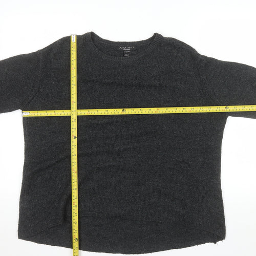 Amisu Women Grey Knit Pullover Jumper Size S Crew Neck Long Sleeve