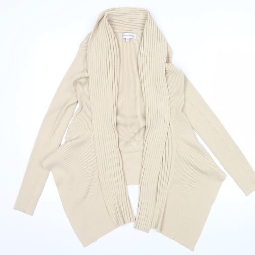 Gray & Osbourn Women's Beige Ribbed Long Sleeve Open Cardigan Size 12