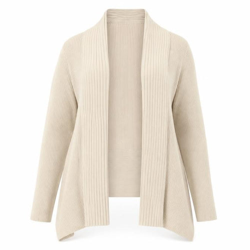 Gray & Osbourn Women's Beige Ribbed Long Sleeve Open Cardigan Size 12