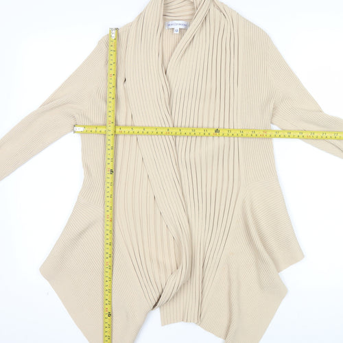 Gray & Osbourn Women's Beige Ribbed Long Sleeve Open Cardigan Size 12