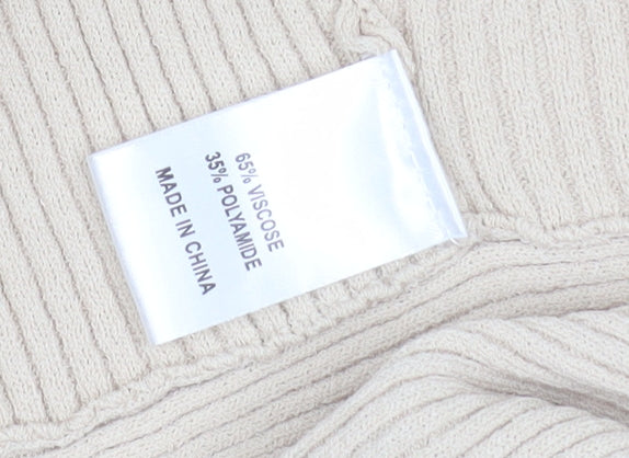Gray & Osbourn Women's Beige Ribbed Long Sleeve Open Cardigan Size 12