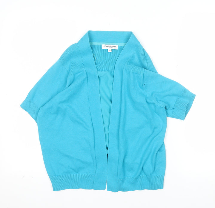 Debenhams Women Blue Short Sleeve Open Cardigan Size 16