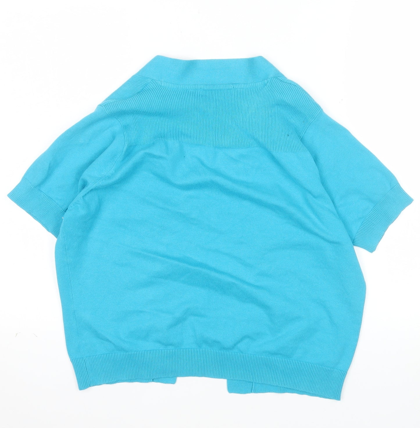 Debenhams Women Blue Short Sleeve Open Cardigan Size 16