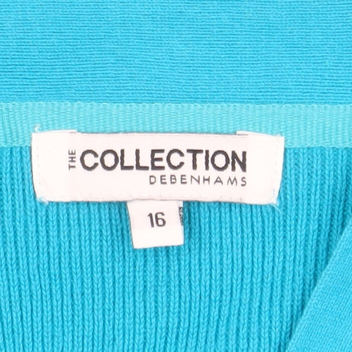 Debenhams Women Blue Short Sleeve Open Cardigan Size 16