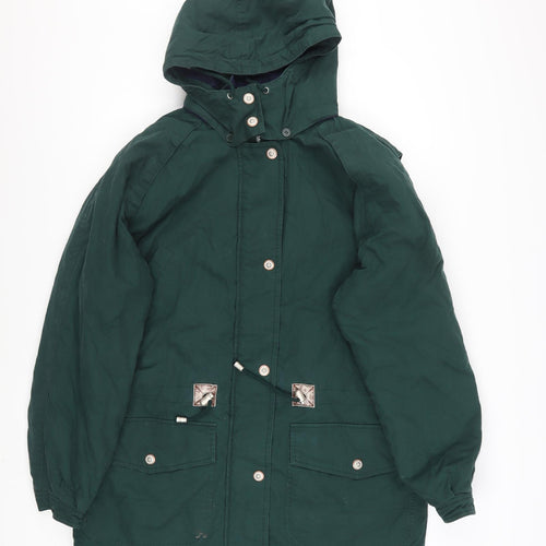 Faded Glory Women Green Parka Jacket Hooded Cotton Lined M