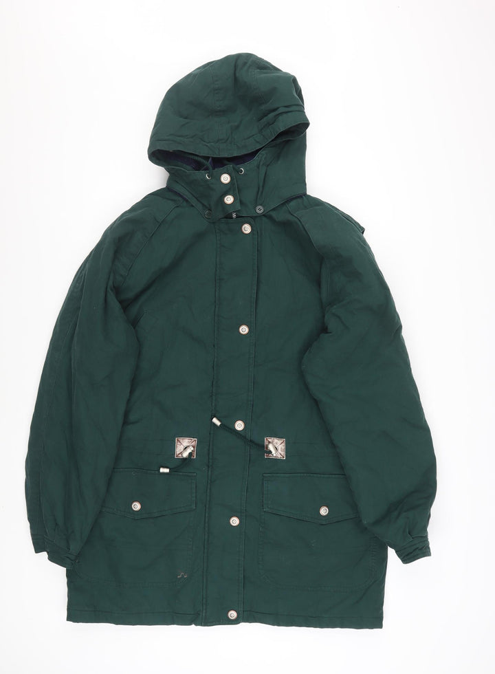 Faded Glory Women Green Parka Jacket Hooded Cotton Lined M