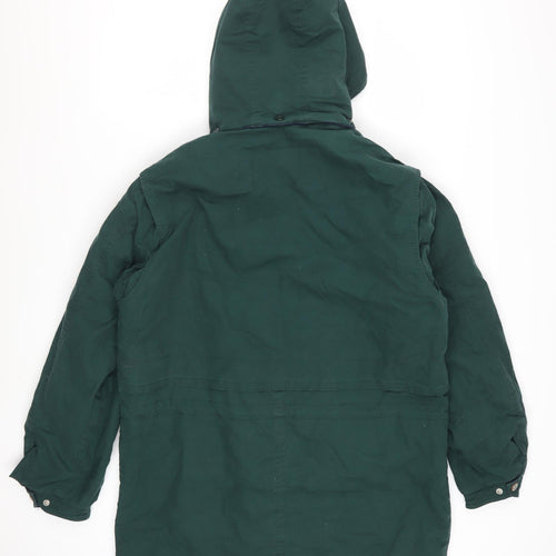 Faded Glory Women Green Parka Jacket Hooded Cotton Lined M