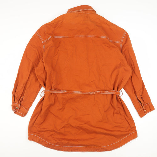 Missguided Women’s Orange Cotton Belted Shirt Dress Size 12