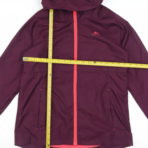 Quechua Girls Purple Waterproof Hooded Rain Coat Jacket 14-15 Years