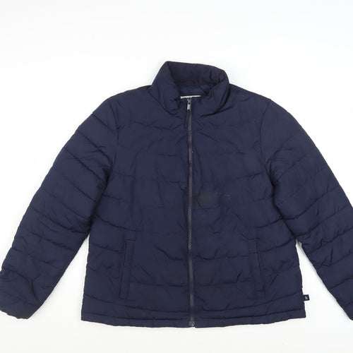 GAP Boys Blue Winter Puffer Jacket Size 16 Years Lined Water Resistant Zip