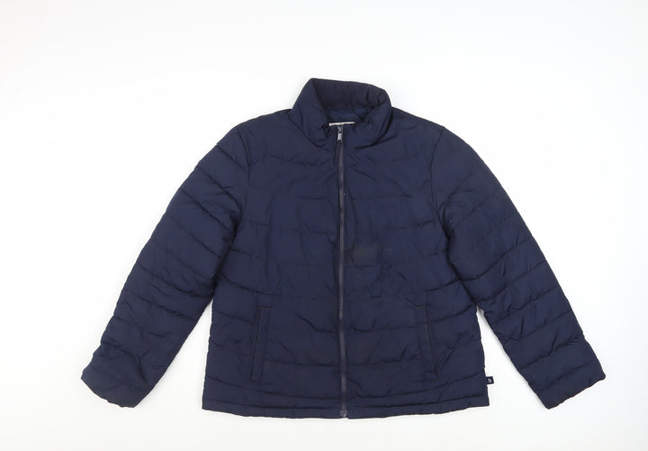 GAP Boys Blue Winter Puffer Jacket Size 16 Years Lined Water Resistant Zip