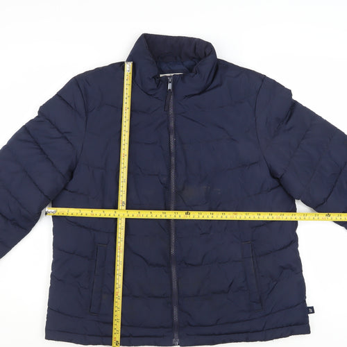 GAP Boys Blue Winter Puffer Jacket Size 16 Years Lined Water Resistant Zip