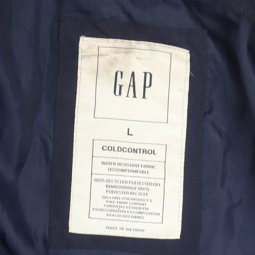 GAP Boys Blue Winter Puffer Jacket Size 16 Years Lined Water Resistant Zip
