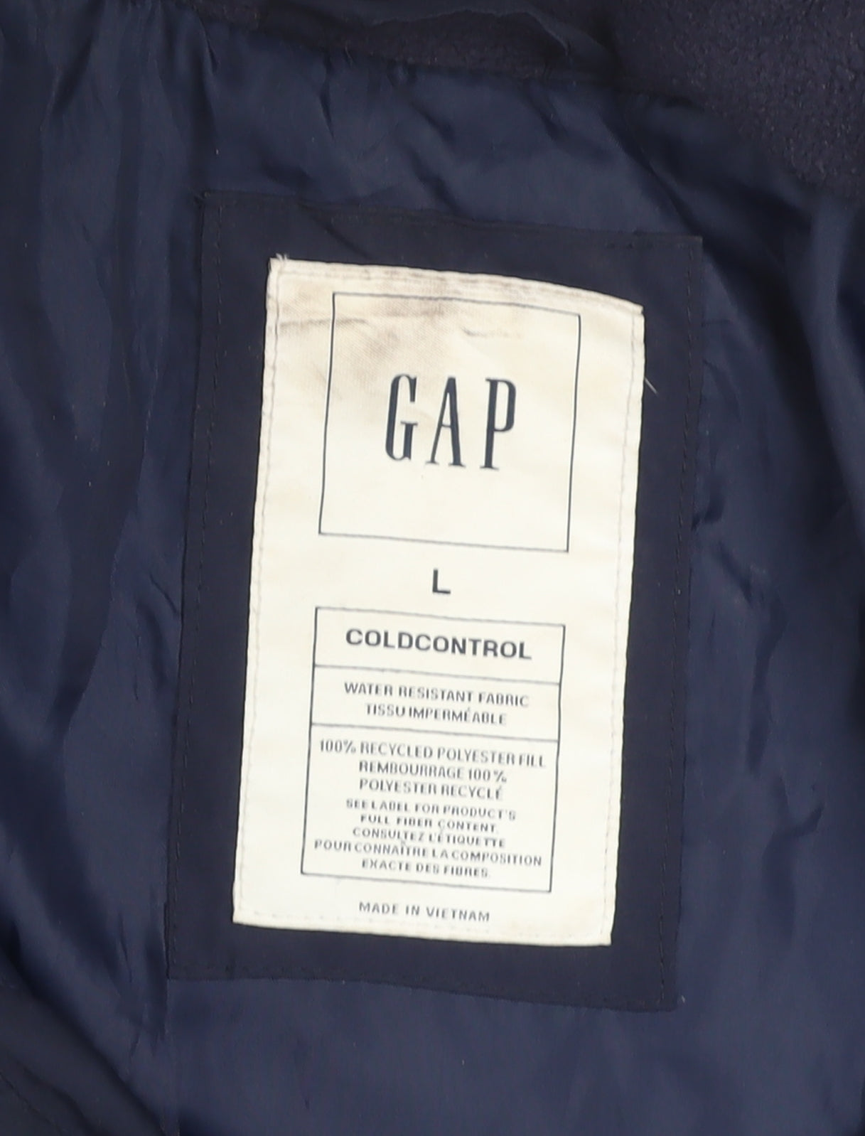 GAP Boys Blue Winter Puffer Jacket Size 16 Years Lined Water Resistant Zip