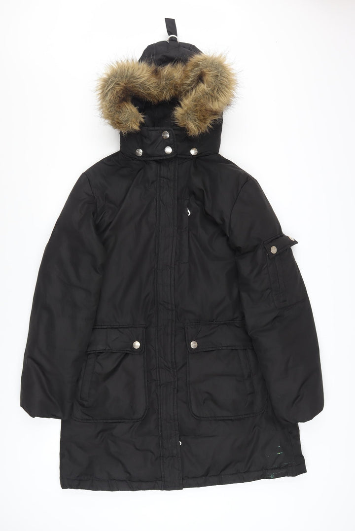 DKNY Women’s Black Faux Fur Hooded Long Parka Coat M