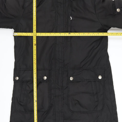 DKNY Women’s Black Faux Fur Hooded Long Parka Coat M