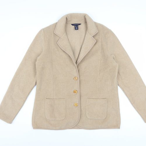 Lands' End Women's Beige Petite M Blazer Jacket with Buttons