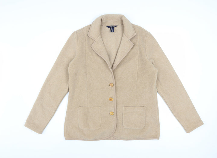 Lands' End Women's Beige Petite M Blazer Jacket with Buttons