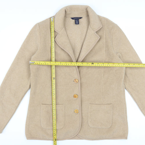 Lands' End Women's Beige Petite M Blazer Jacket with Buttons