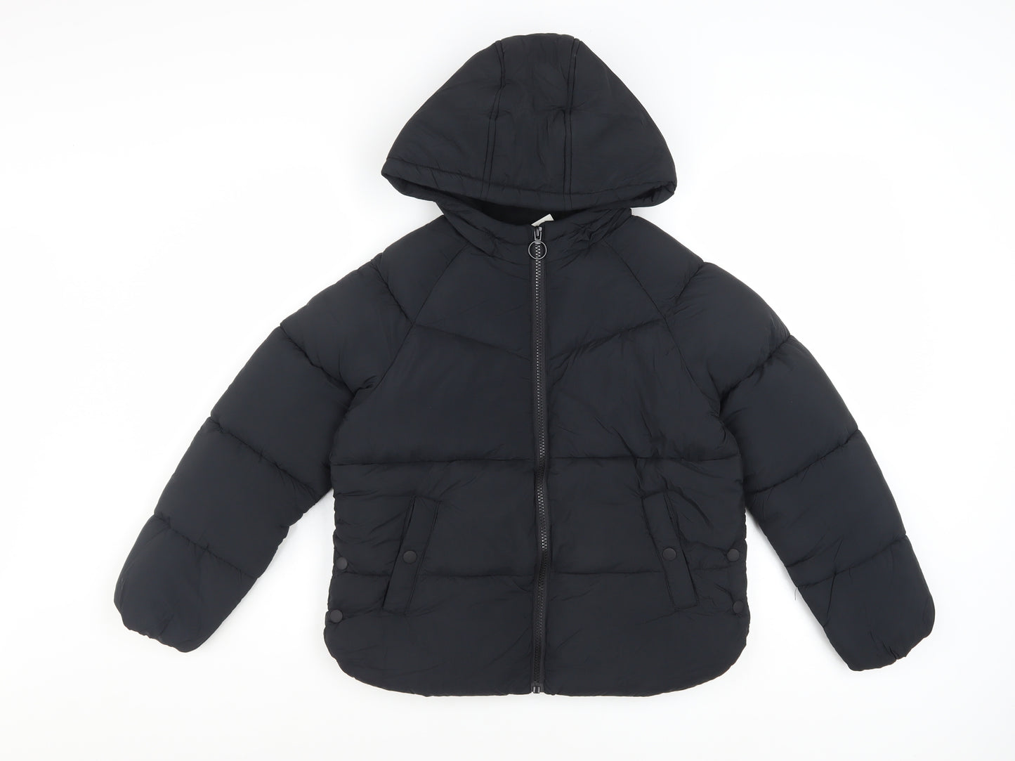 Marks and Spencer Boys Black Hooded Puffer Jacket 9-10 Years Winter Coat