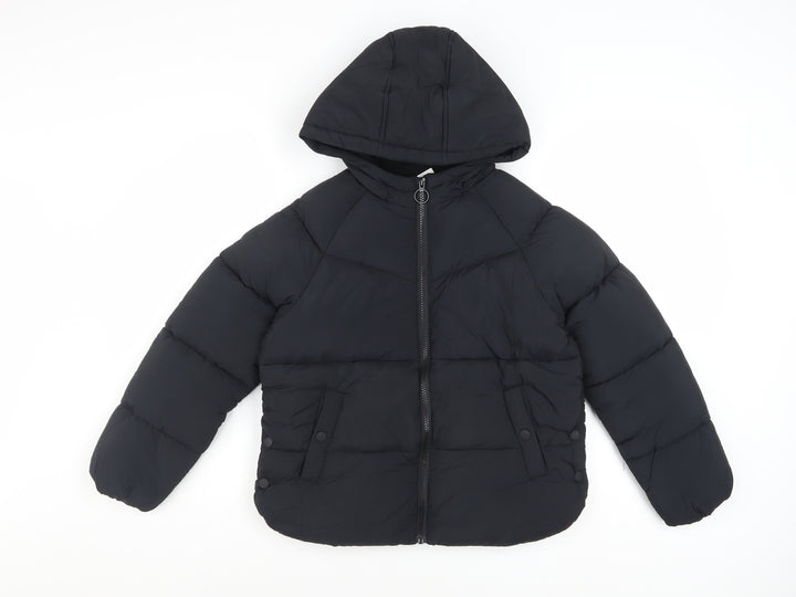 Marks and Spencer Boys Black Hooded Puffer Jacket 9-10 Years Winter Coat