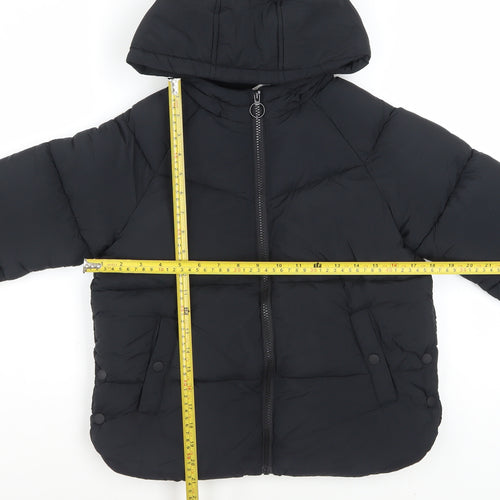 Marks and Spencer Boys Black Hooded Puffer Jacket 9-10 Years Winter Coat