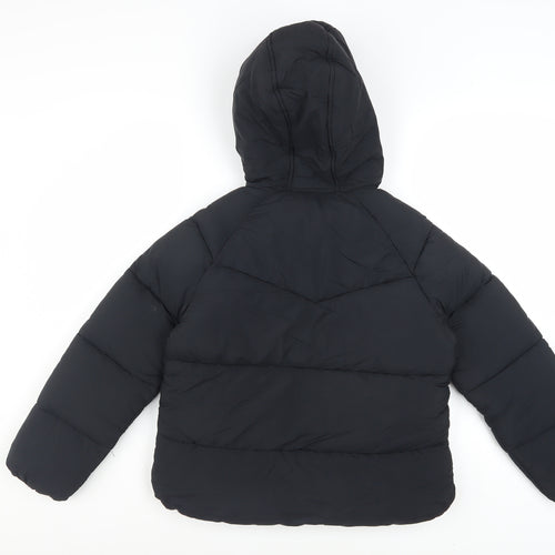 Marks and Spencer Boys Black Hooded Puffer Jacket 9-10 Years Winter Coat