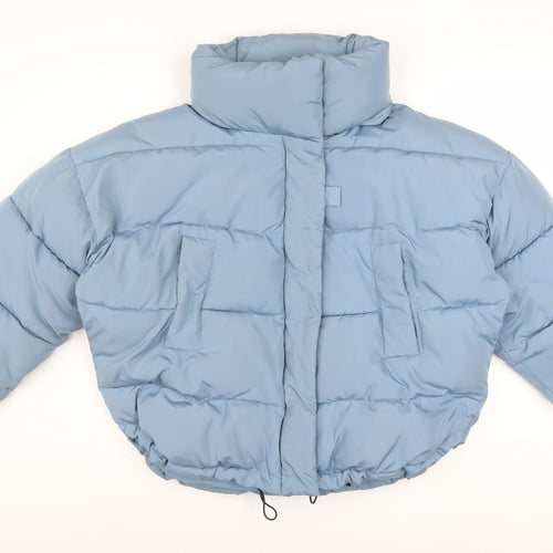 Urban Outfitters Women's Blue Puffer Jacket Size S Cropped Winter Coat