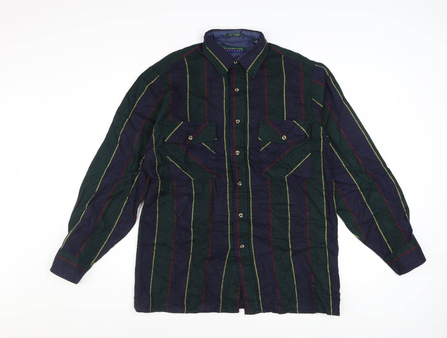 Claybrooke Outdoors Men's Multicoloured Striped Button-Up Shirt M