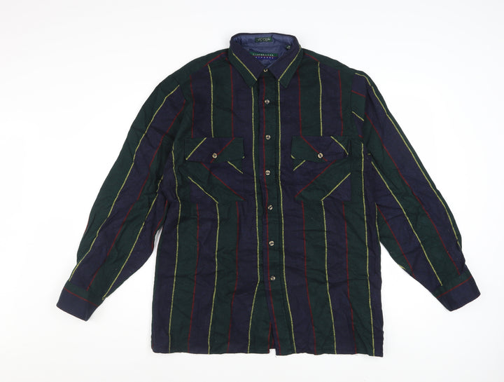 Claybrooke Outdoors Men's Multicoloured Striped Button-Up Shirt M