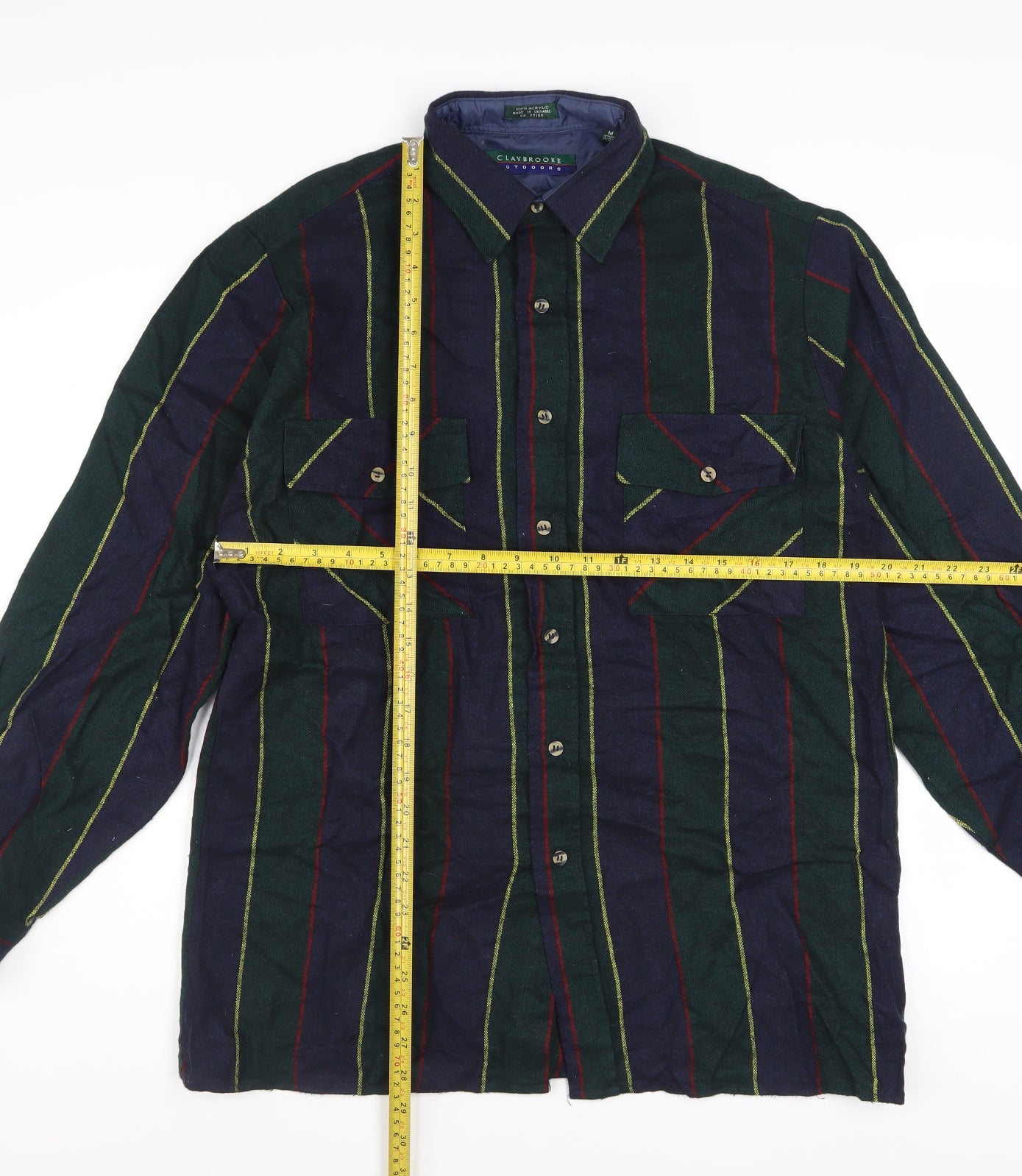 Claybrooke Outdoors Men's Multicoloured Striped Button-Up Shirt M