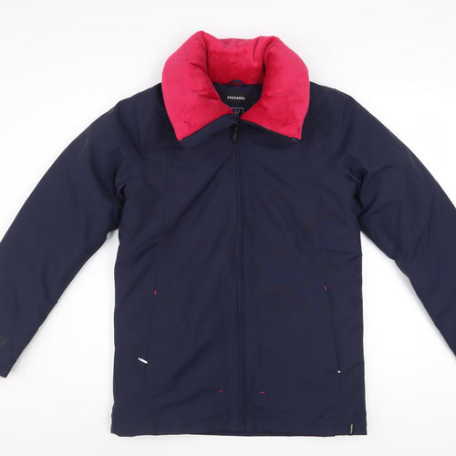 Fouganza Girls Blue Winter Riding Jacket 14 Years Lined Water Resistant