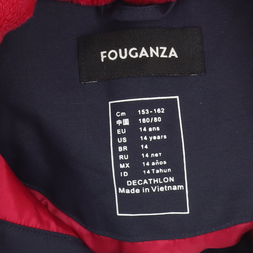Fouganza Girls Blue Winter Riding Jacket 14 Years Lined Water Resistant