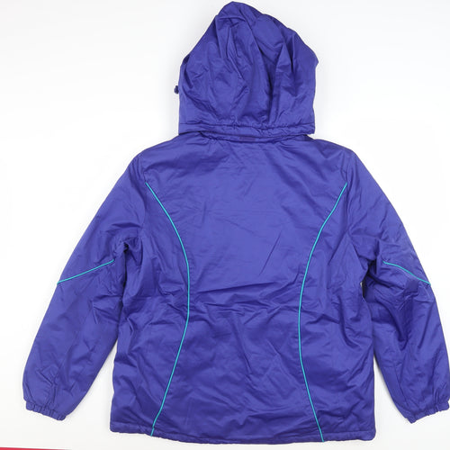 Athletic Works Womens Purple L Hooded Puffer Jacket Polyester