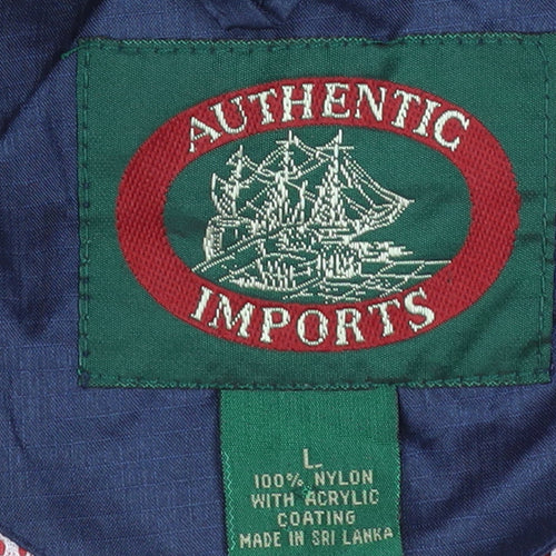 Authentic Imports Men's Red Windbreaker Jacket L Nylon Lightweight