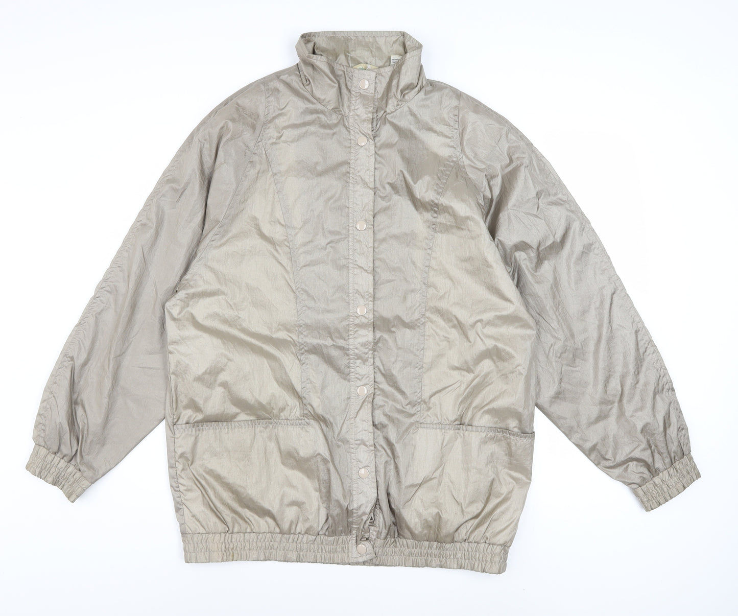 Haband Women Beige Nylon Lined Windbreaker Jacket Size M