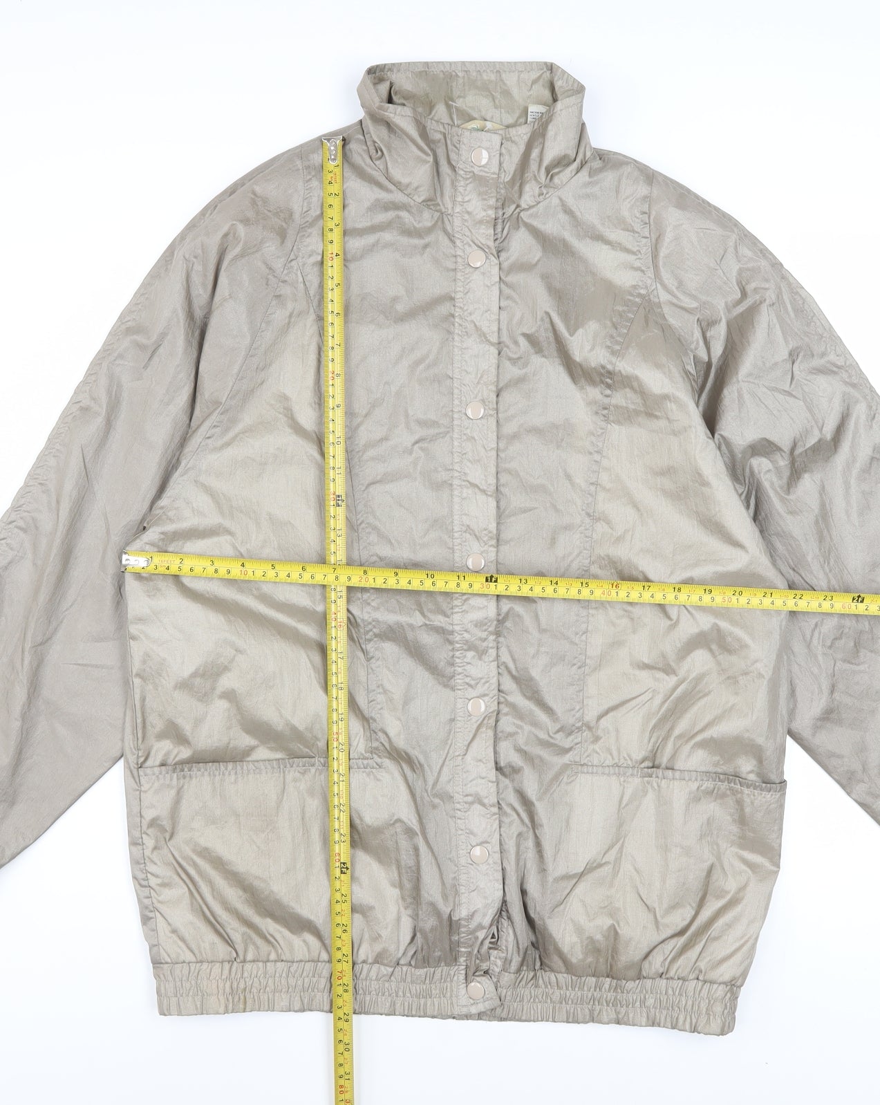 Haband Women Beige Nylon Lined Windbreaker Jacket Size M