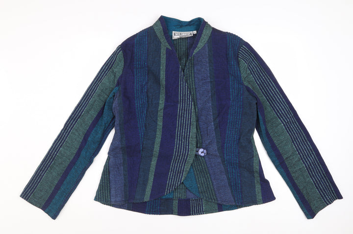 Skye Smocks Women’s Blue Striped Handmade Cotton Jacket Size L