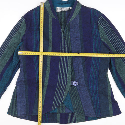 Skye Smocks Women’s Blue Striped Handmade Cotton Jacket Size L