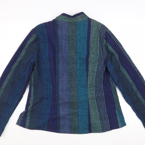 Skye Smocks Women’s Blue Striped Handmade Cotton Jacket Size L