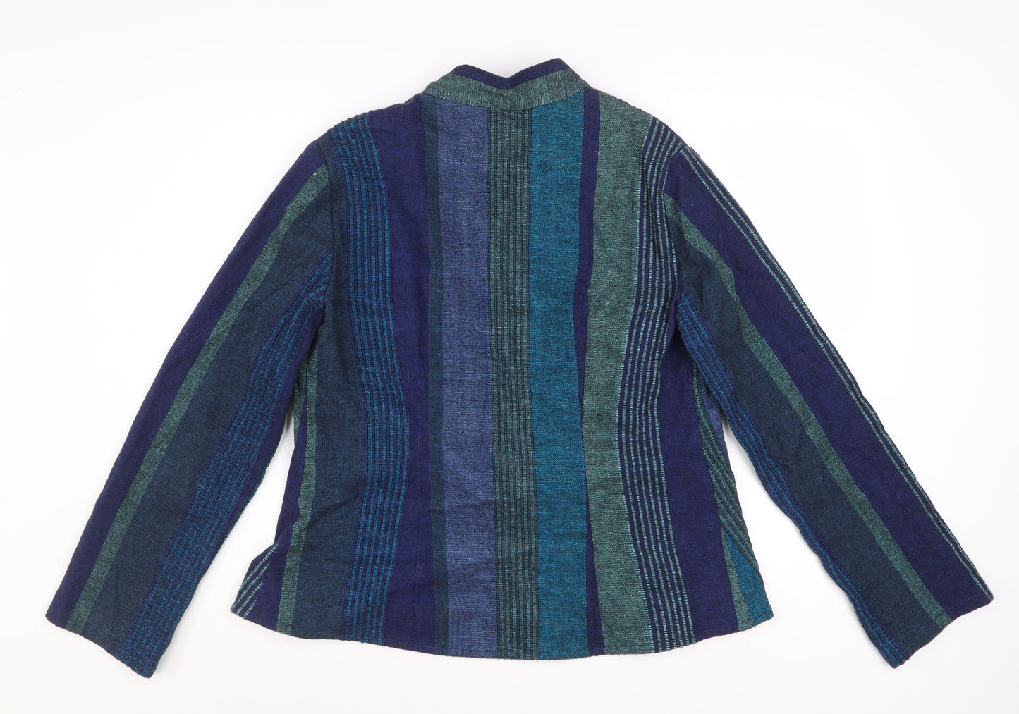 Skye Smocks Women’s Blue Striped Handmade Cotton Jacket Size L